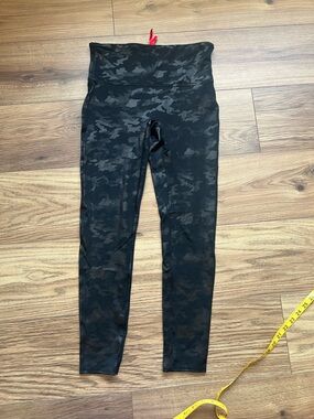 SPANX Faux Leather Black High-Waist Shaping Camo Leggings